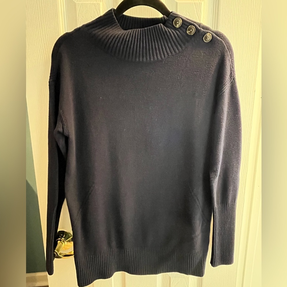 Talbots Navy Button-Detail Sweater - Size Petite Small